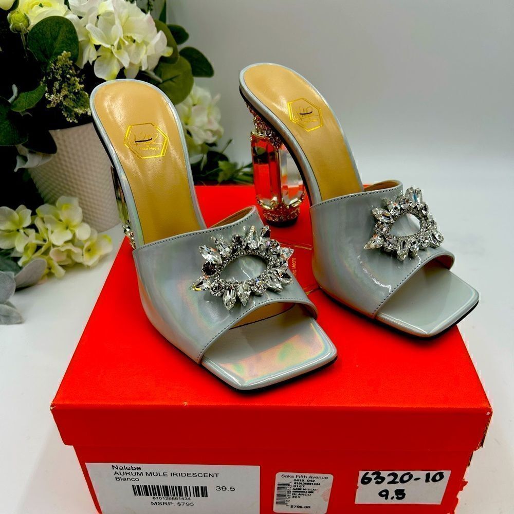 - Women’s Nalebe diamanté iridescent mule, size 39.5 made in Italy